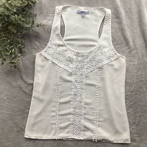 White boho tank top with unique detail